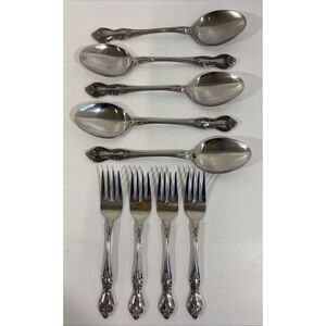 Easterling Stainless Flatware Valhalla (4) Salad Forks (5) Soup Spoons